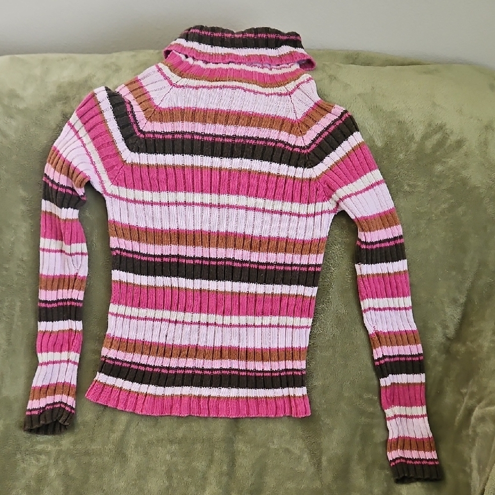 Striped Pink Turtleneck Sweater
